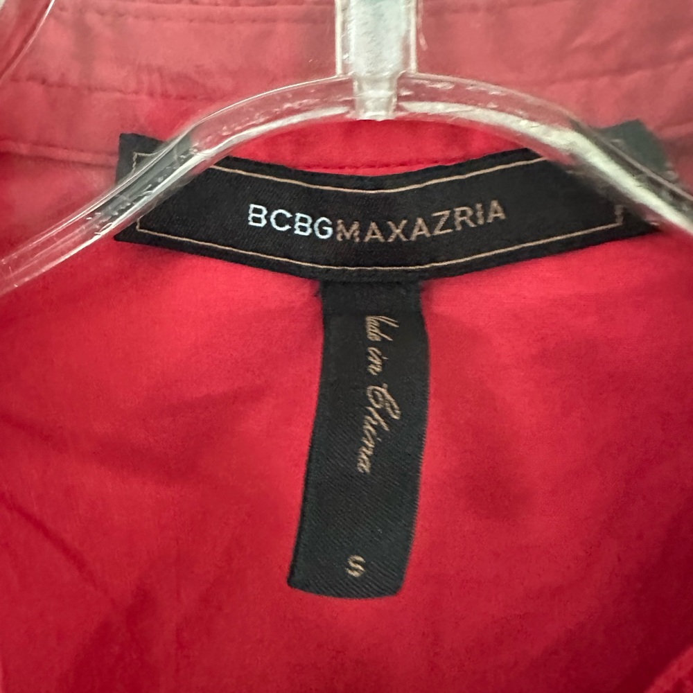 BCBGMaxAzria Red Ruffle Sleeveless Button Front Top - Picture 6 of 6